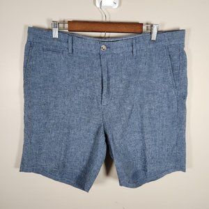 Johnnie O Shorts Mens 38 Blue Linen Cotton Blend Chino Golf Lightweight Gorpcore